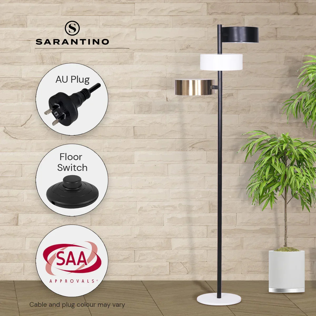 Metal Floor Lamp with 3 Swirl Shades
