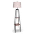 Industrial Etagere Floor Lamp with Wood-Effect Metal Shelves, Cream Linen
