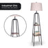 Industrial Etagere Floor Lamp with Wood-Effect Metal Shelves, Cream Linen