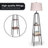 Industrial Etagere Floor Lamp with Wood-Effect Metal Shelves, Cream Linen