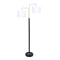 Sarantino Modern Black & Gold Task Floor Lamp with Adjustable White Linen Shade Standing Light for Living Room