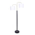 Sarantino Modern Black & Gold Task Floor Lamp with Adjustable White Linen Shade Standing Light for Living Room