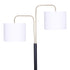 Sarantino Modern Black & Gold Task Floor Lamp with Adjustable White Linen Shade Standing Light for Living Room