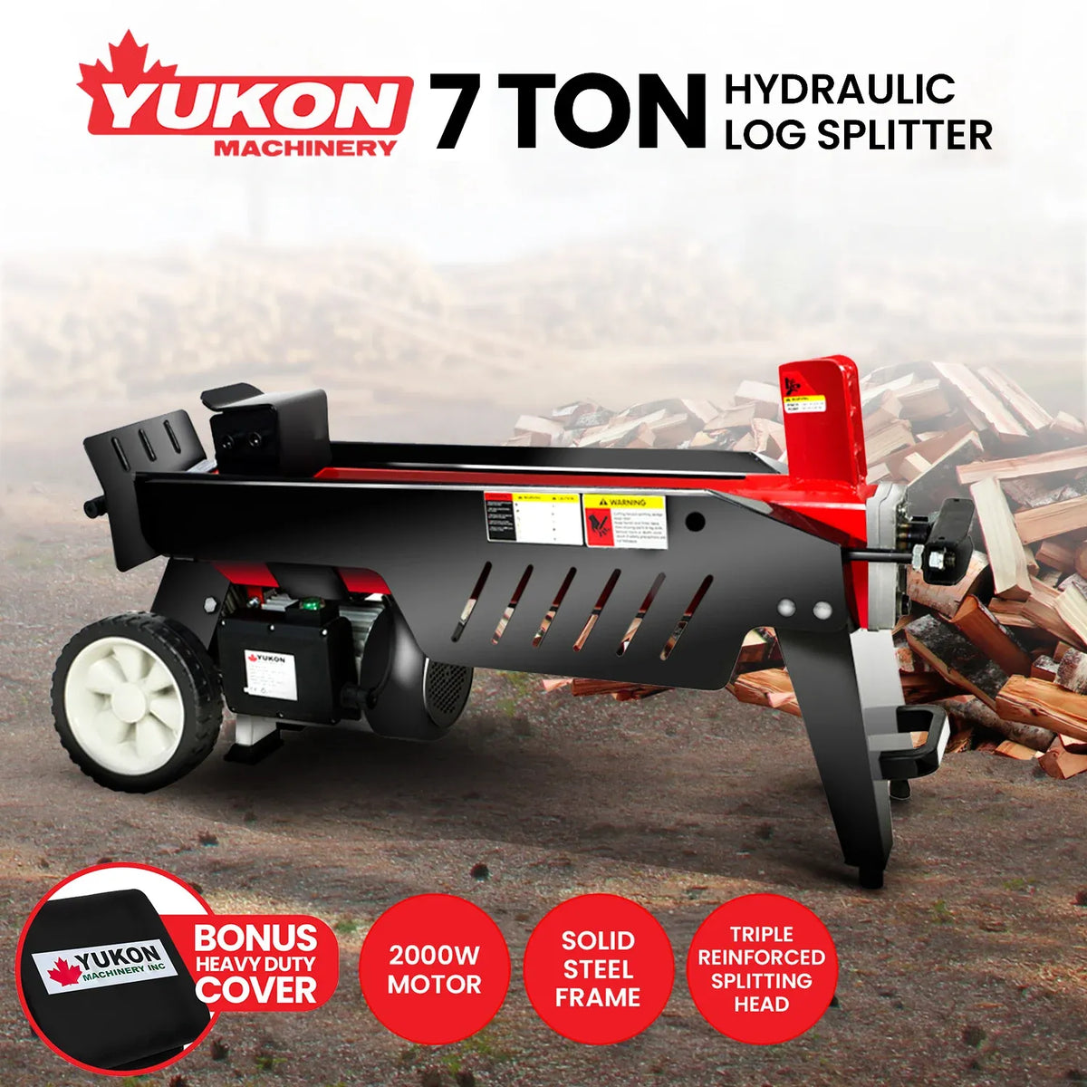 7 Ton Electric Log Splitter With Side Protectors Axe Wood Cutter