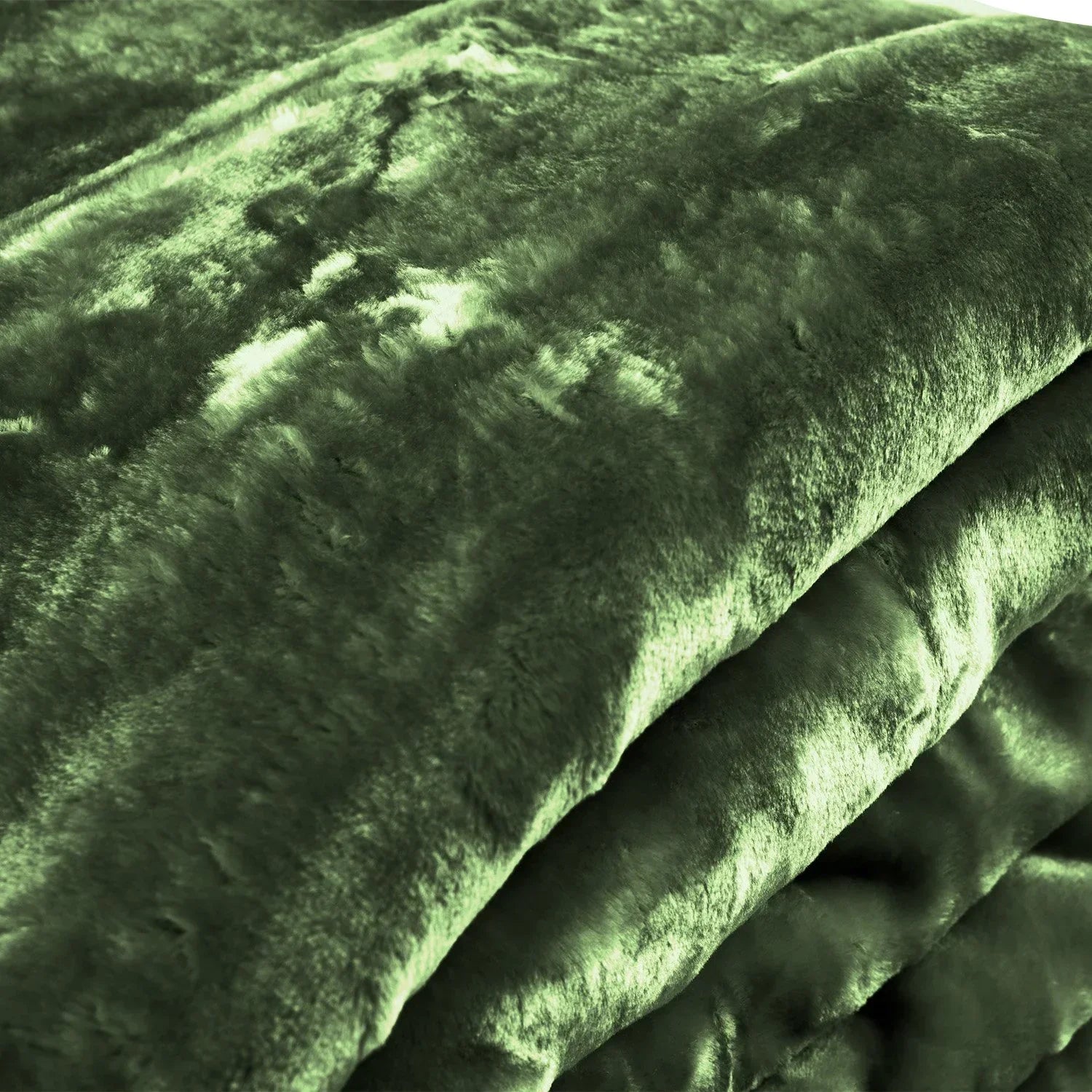 600gsm Faux Mink Blanket Queen Size Double-sided Throw Rug Large Super Luxurious Soft - Green