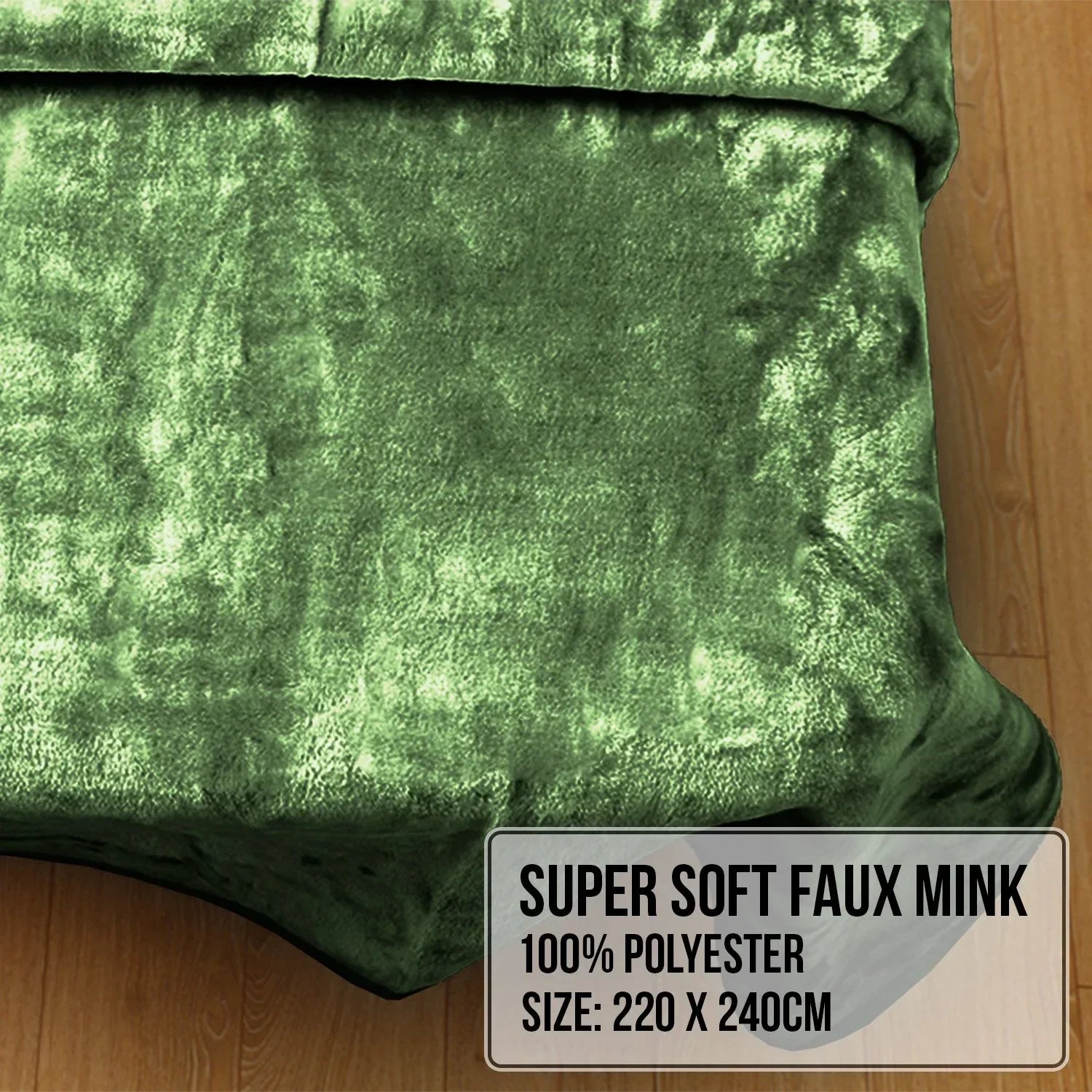 600gsm Faux Mink Blanket Queen Size Double-sided Throw Rug Large Super Luxurious Soft - Green
