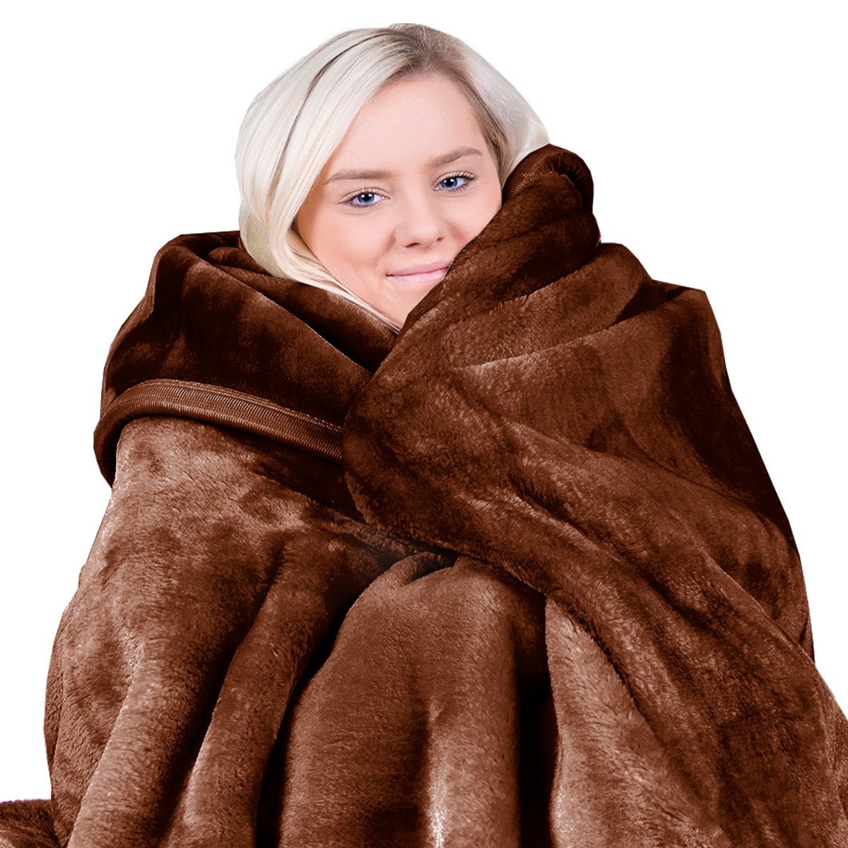 Faux Mink Blanket 800GSM Heavy Double-Sided - Chocolate