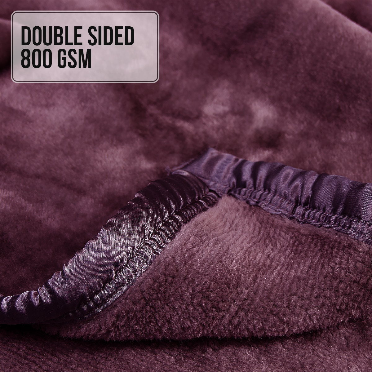 Double-sided Large 220 X 240cm Faux Mink Throw Rug Blanket 800-gsm Heavy - Purple