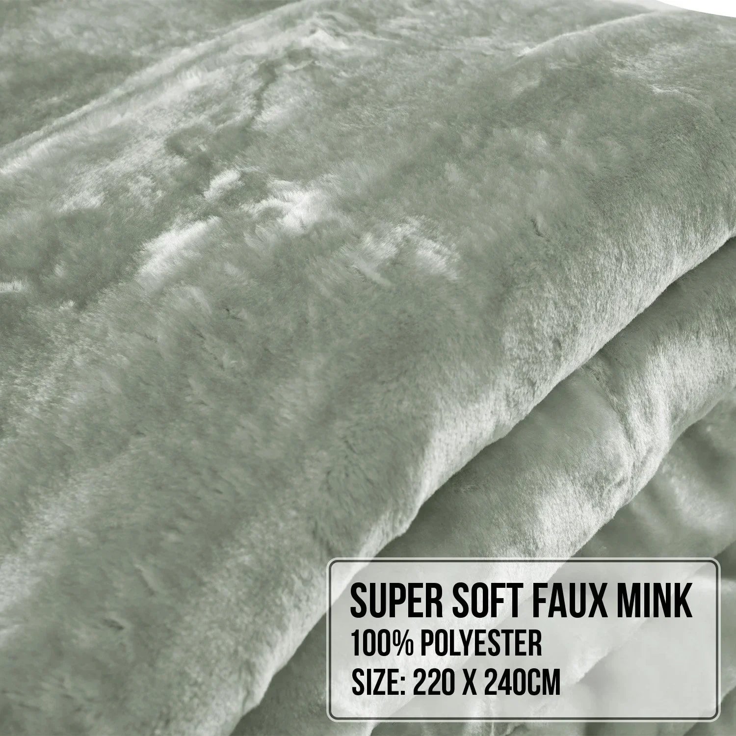 800-GSM Mink Blanket Queen Size Double-Sided Soft Plush Bed Faux Throw Rug 220 X 240cm Heavy Sage