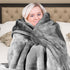 Double-sided Large 220 X 240cm Faux Mink Throw Rug Blanket 800-gsm Heavy - Silver