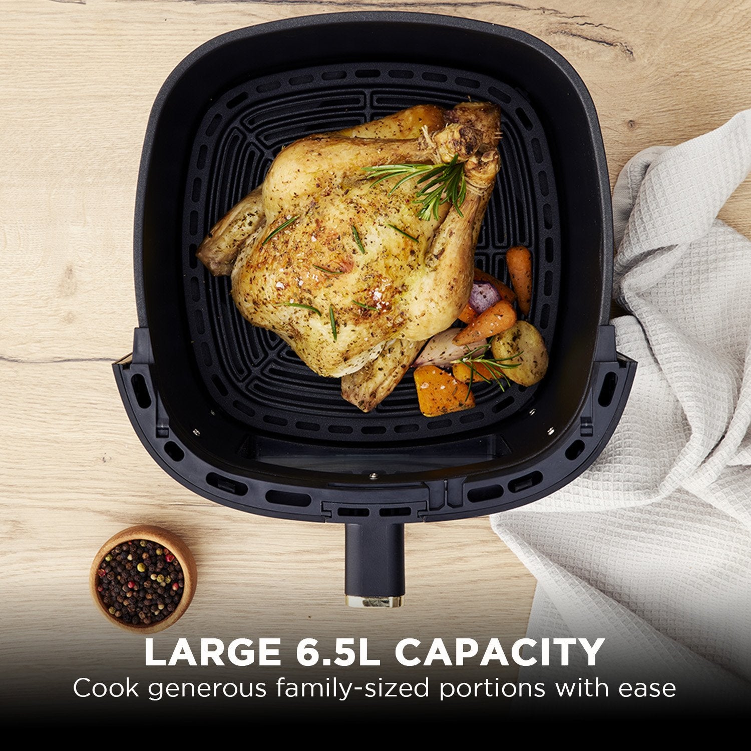 6.5L Digital Air Fryer MRAF72BK w/LED Touch Control Panel 8 Preset Cooking Programs Non Stick Drawer