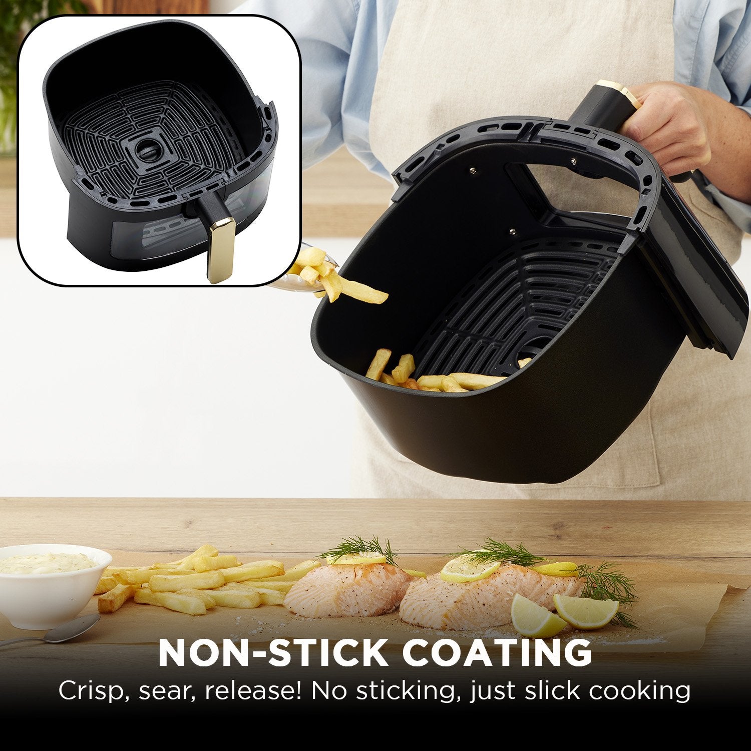 6.5L Digital Air Fryer MRAF72BK w/LED Touch Control Panel 8 Preset Cooking Programs Non Stick Drawer