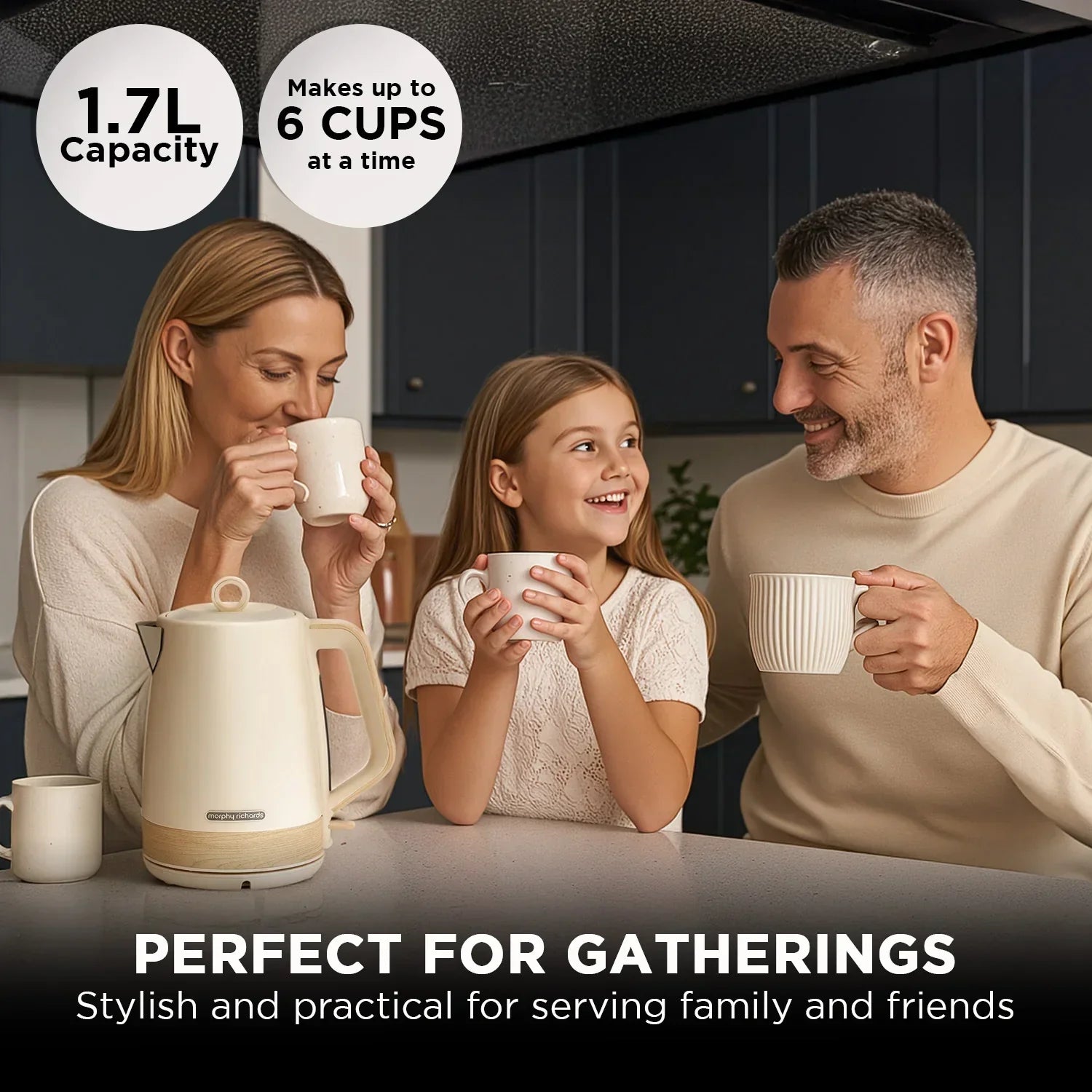 1.7L Electric Kettle Essence Scandi Swivel Base Boil-Dry Protection