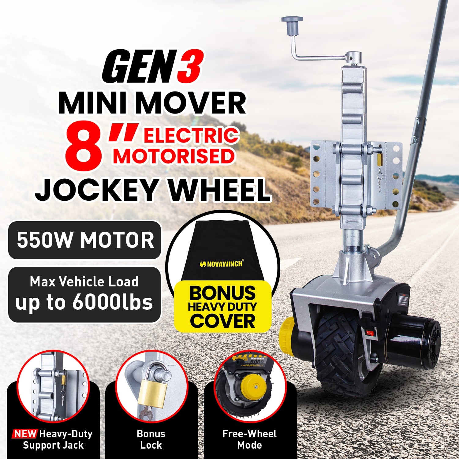 12v 550w Gen3 Electric Motorised Jockey Wheel