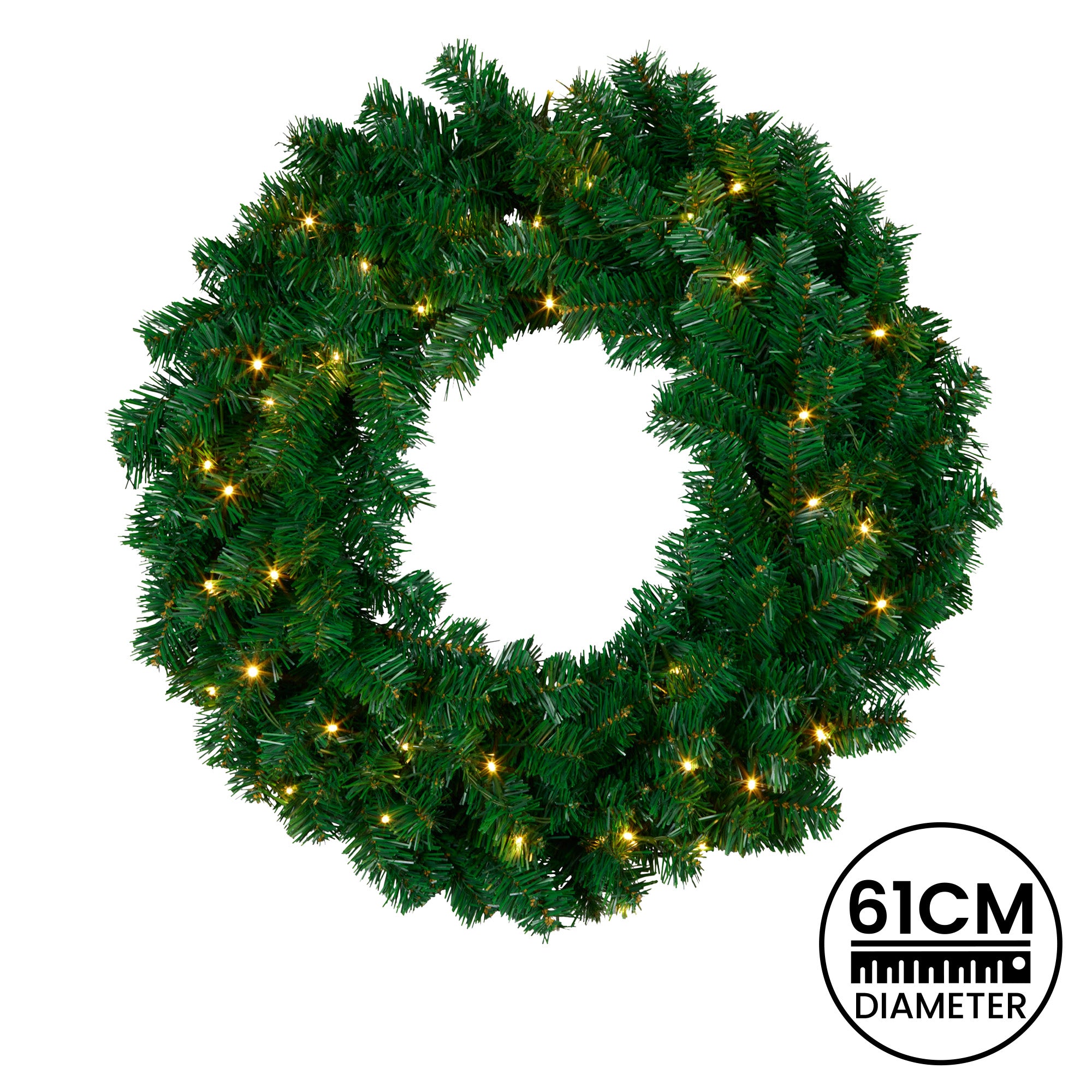 Christabelle 61cm Chadwick Christmas Wreath with LED Lights Front Door Decoration Ornament