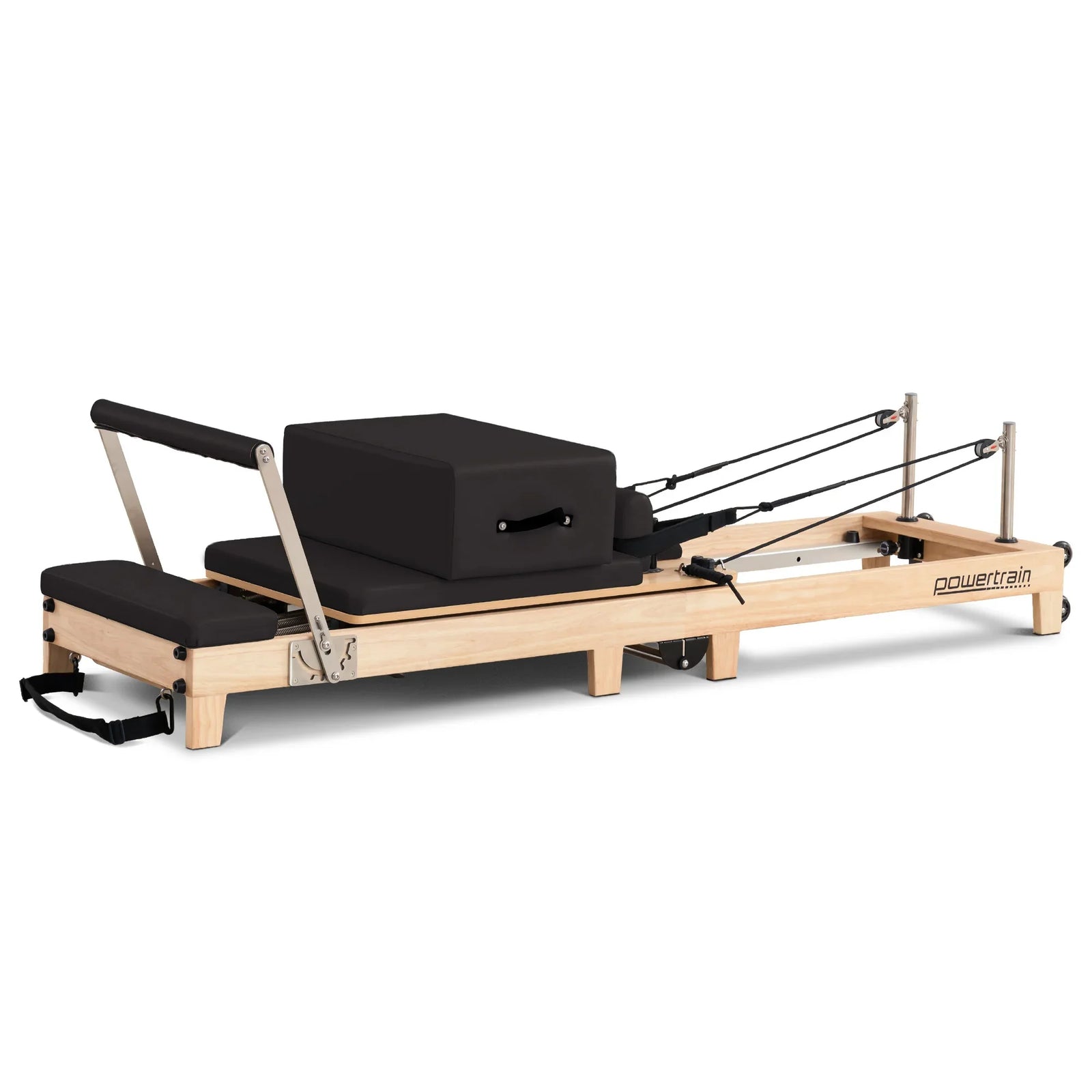 Selina Pilates Reformer Machine Wooden Folding Multifunctional Home Gym Equipment with Jumpboard & Sitting Box Oak Black