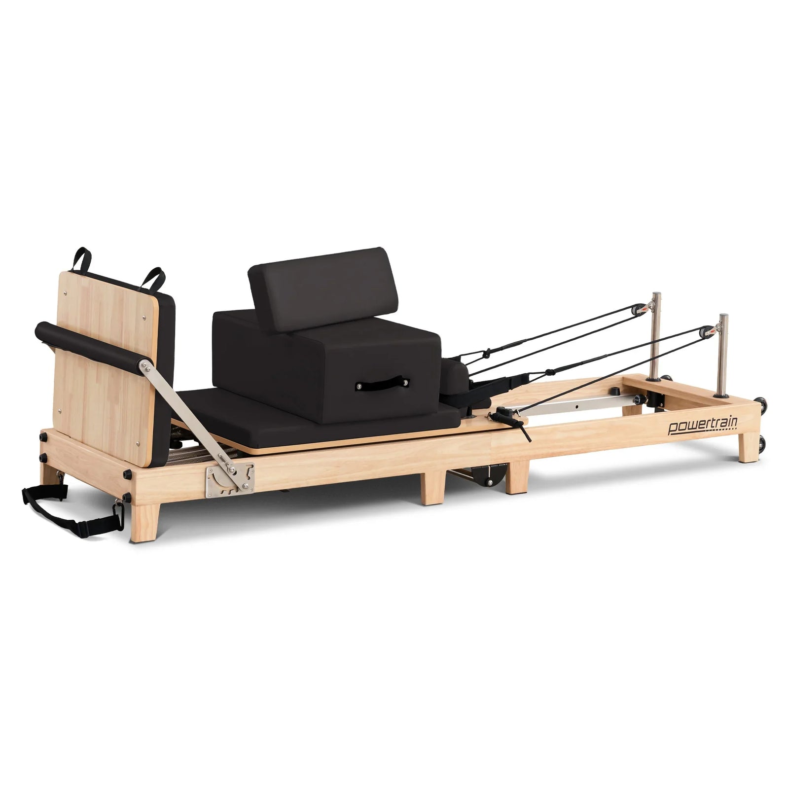 Selina Pilates Reformer Machine Wooden Folding Multifunctional Home Gym Equipment with Jumpboard & Sitting Box Oak Black