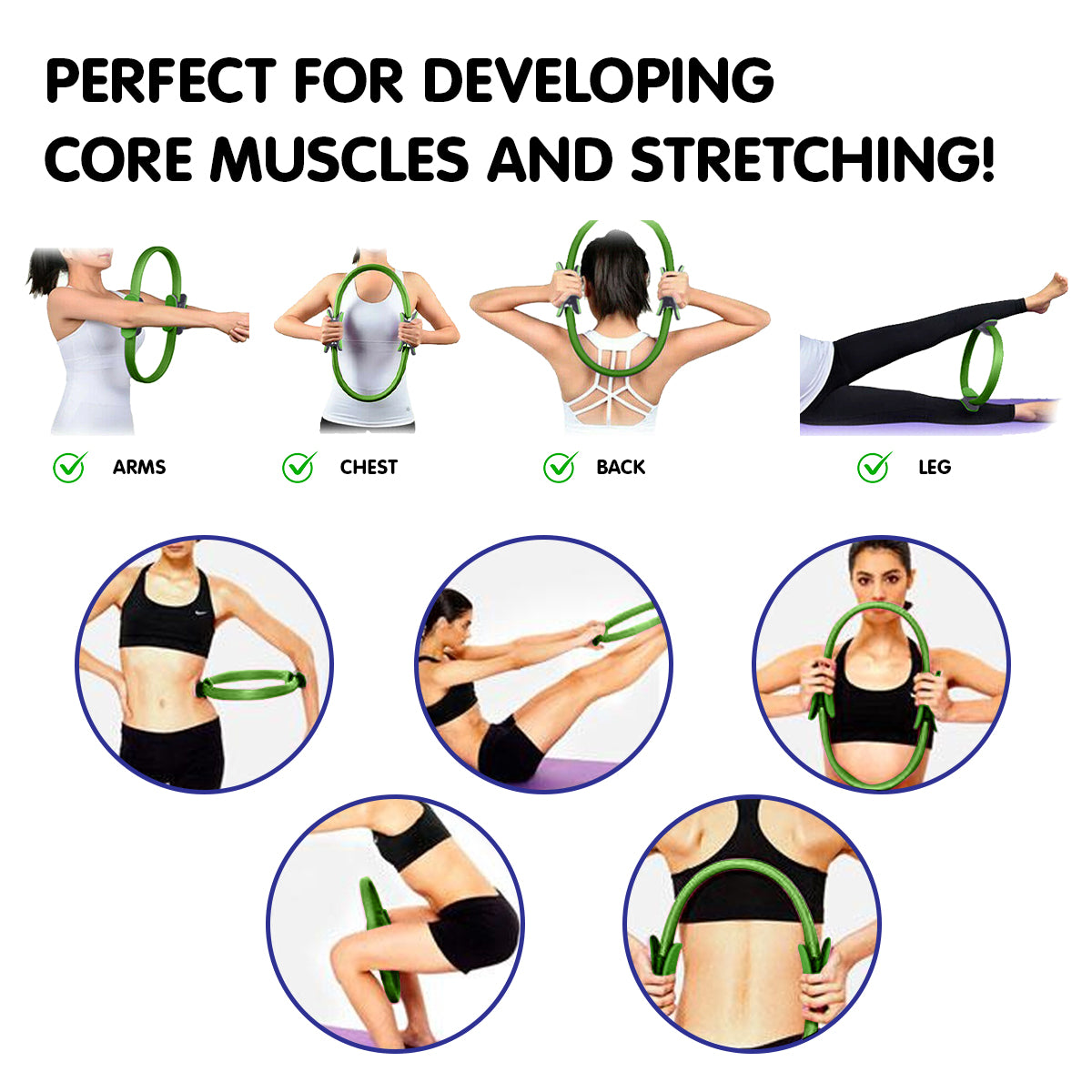 Pilates Ring Band Yoga Home Workout Exercise Band Green