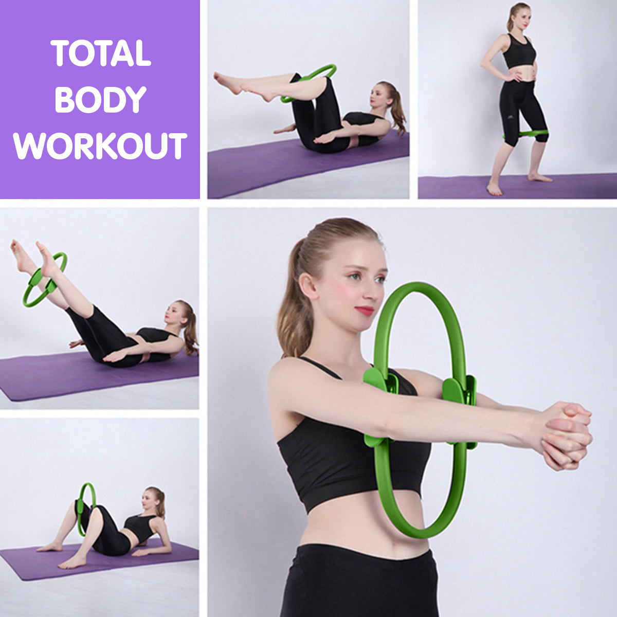 Pilates Ring Band Yoga Home Workout Exercise Band Green