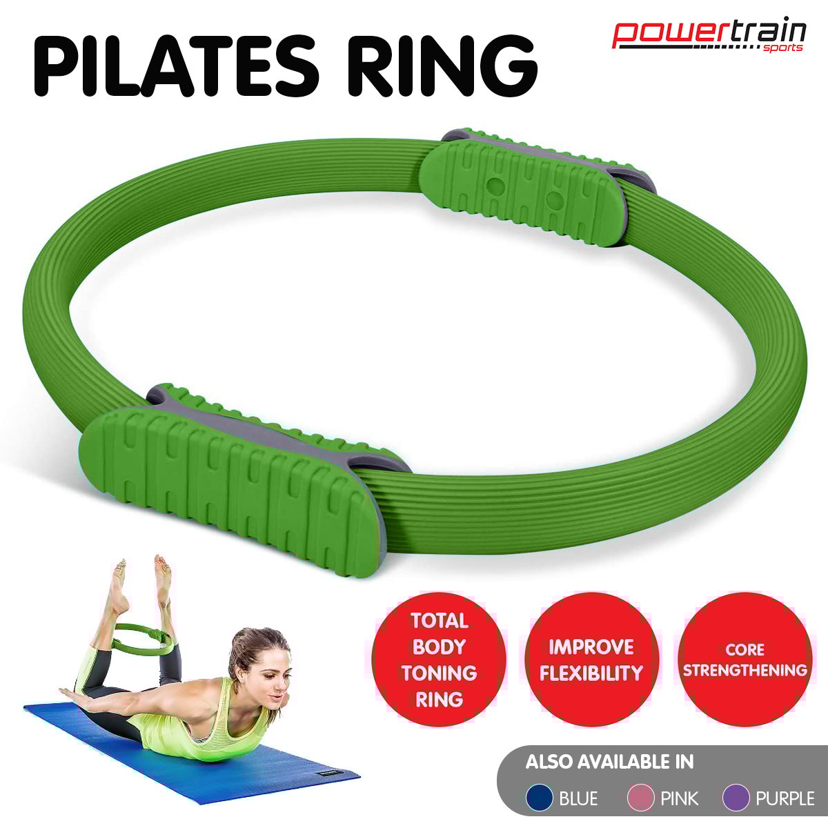 Pilates Ring Band Yoga Home Workout Exercise Band Green