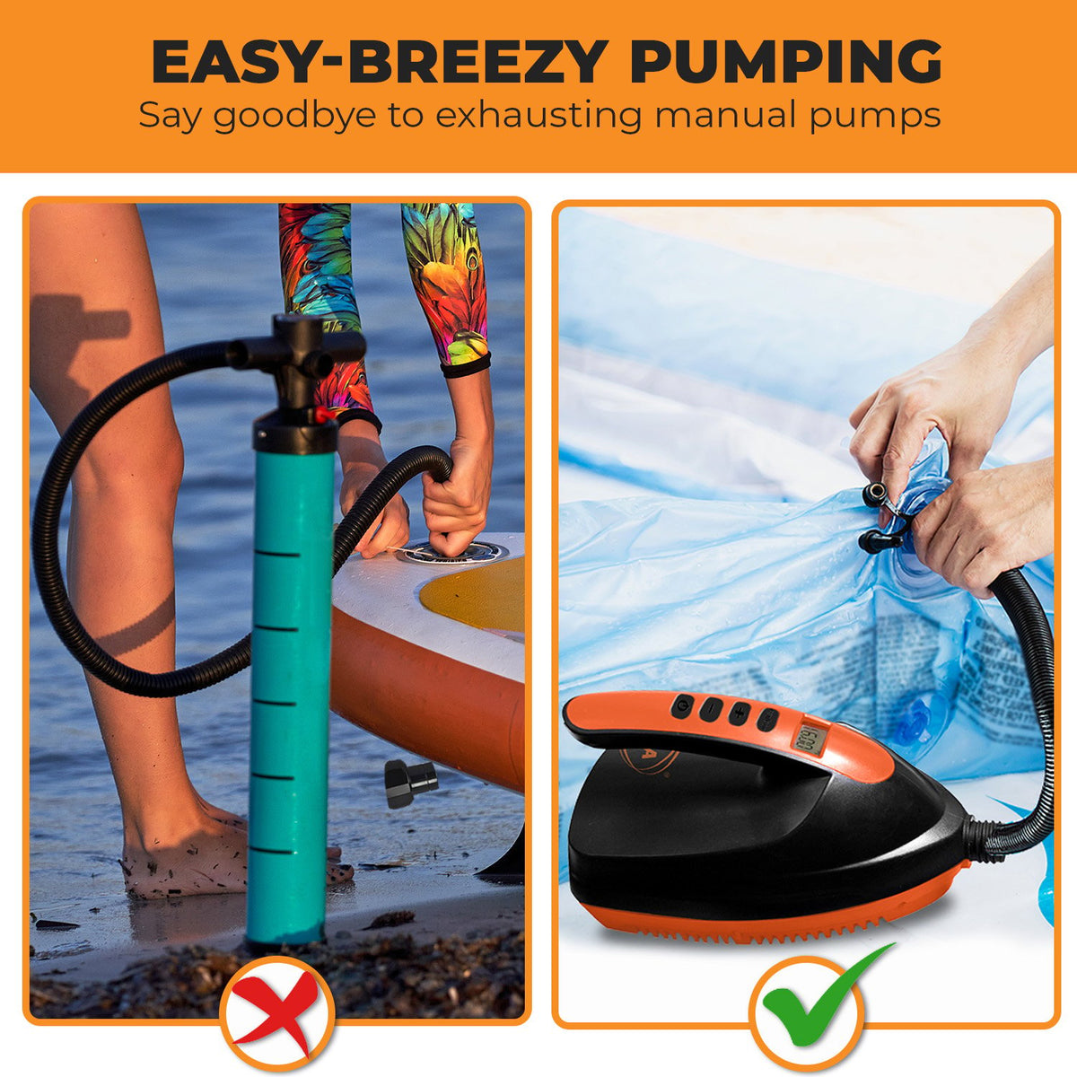 Portable 12V Electric Air Pump with LCD Display, 6 Nozzles, 16PSI