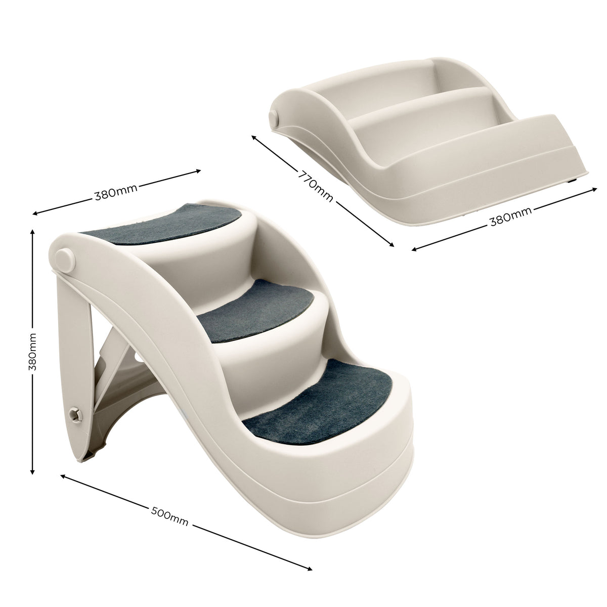 Furtastic 38cm Foldable Pet Stairs Non-Slip Dog Cat Steps Ramp for Bed Couch Car Portable Sturdy Ladder White