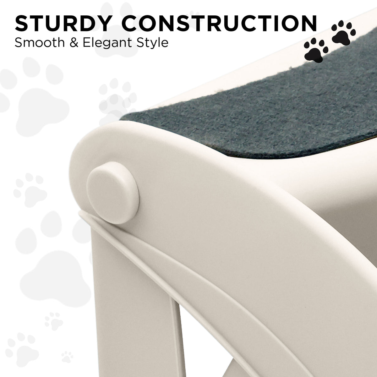Furtastic 38cm Foldable Pet Stairs Non-Slip Dog Cat Steps Ramp for Bed Couch Car Portable Sturdy Ladder White