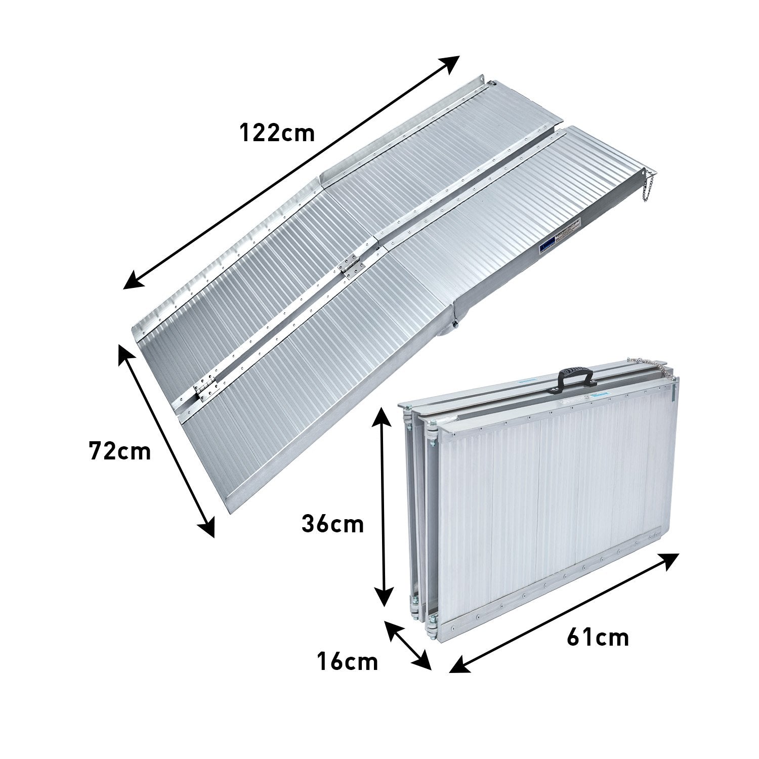 Rigg Aluminium Portable Non-slip Wheelchair Ramp 4ft - Silver