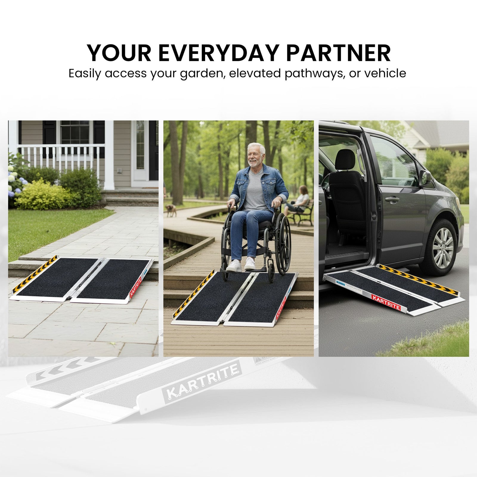 Aluminium Wheelchair Ramp 2FT Mobility Ramp with High Grip Surface Safety Side Rails Locking Pin & Carry Handle