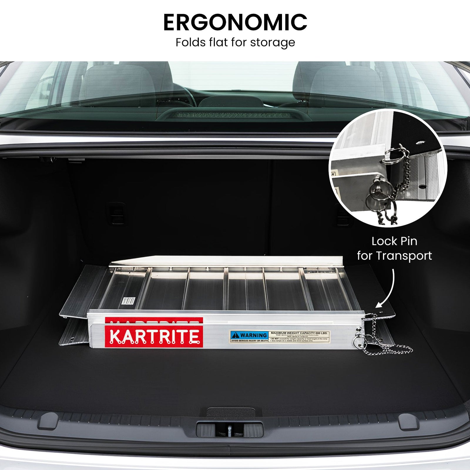 Aluminium Wheelchair Ramp 2FT Mobility Ramp with High Grip Surface Safety Side Rails Locking Pin & Carry Handle