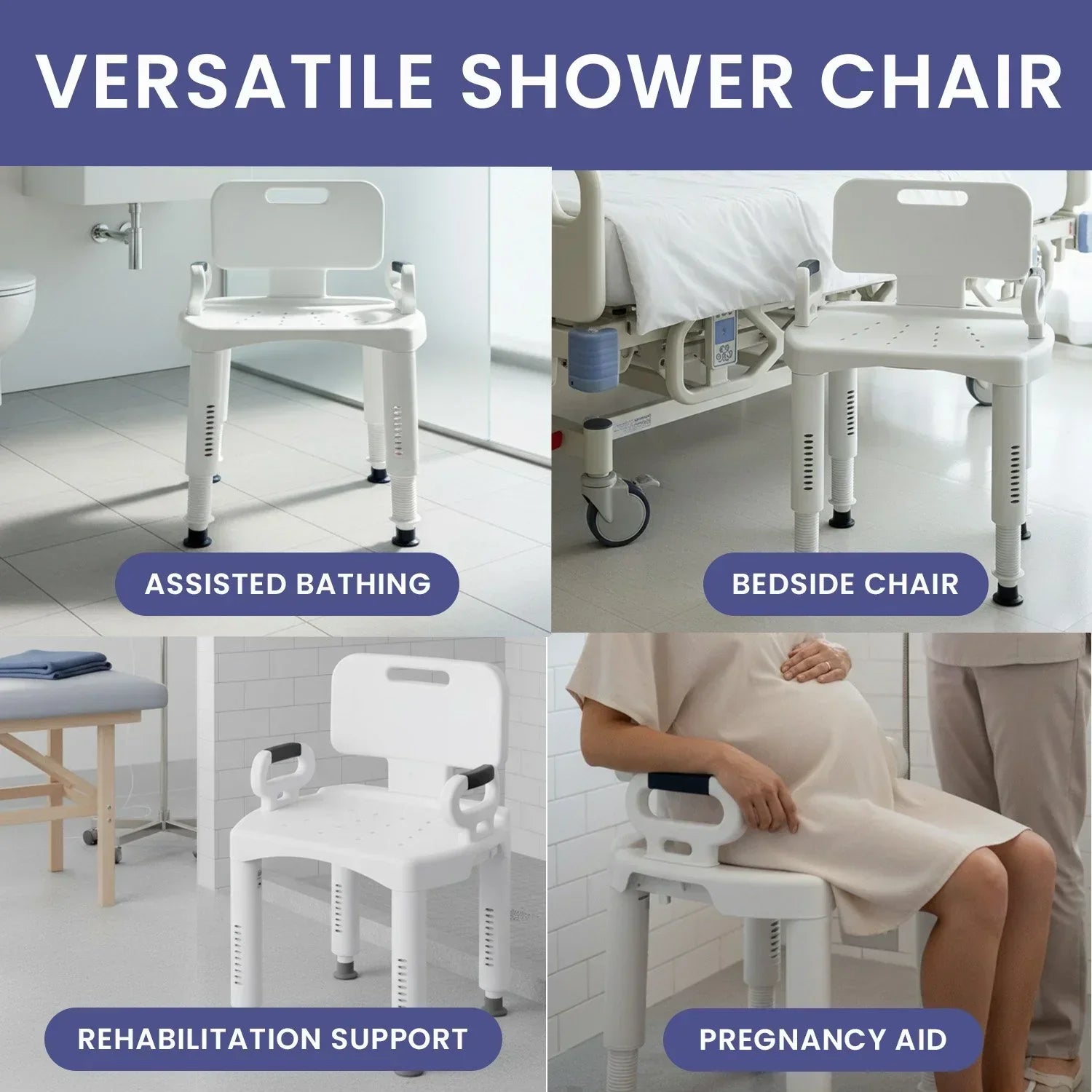 Premium Adjustable Shower Chair with Armrests 158kg Capacity