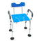 Height-Adjustable Aluminium Commode Shower Chair with Armrests Backrest Armrests Soft Stool Seat Aid