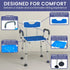 Height-Adjustable Aluminium Commode Shower Chair with Armrests Backrest Armrests Soft Stool Seat Aid