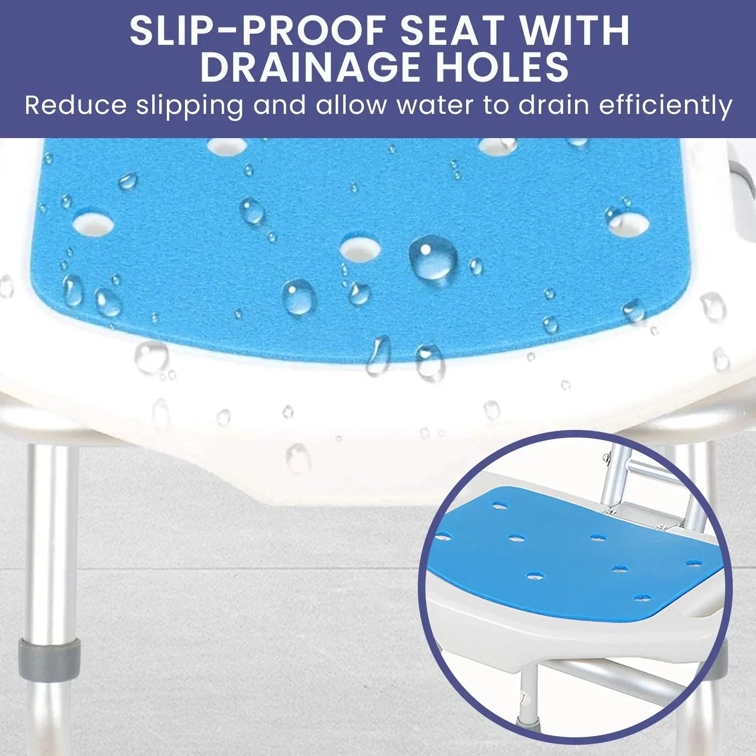 Compact & Foldable Commode Shower Chair w/Height Adjustable Aluminium Frame Non Slip Feet HDPE Seat & Backrest