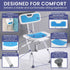 Compact & Foldable Commode Shower Chair w/Height Adjustable Aluminium Frame Non Slip Feet HDPE Seat & Backrest