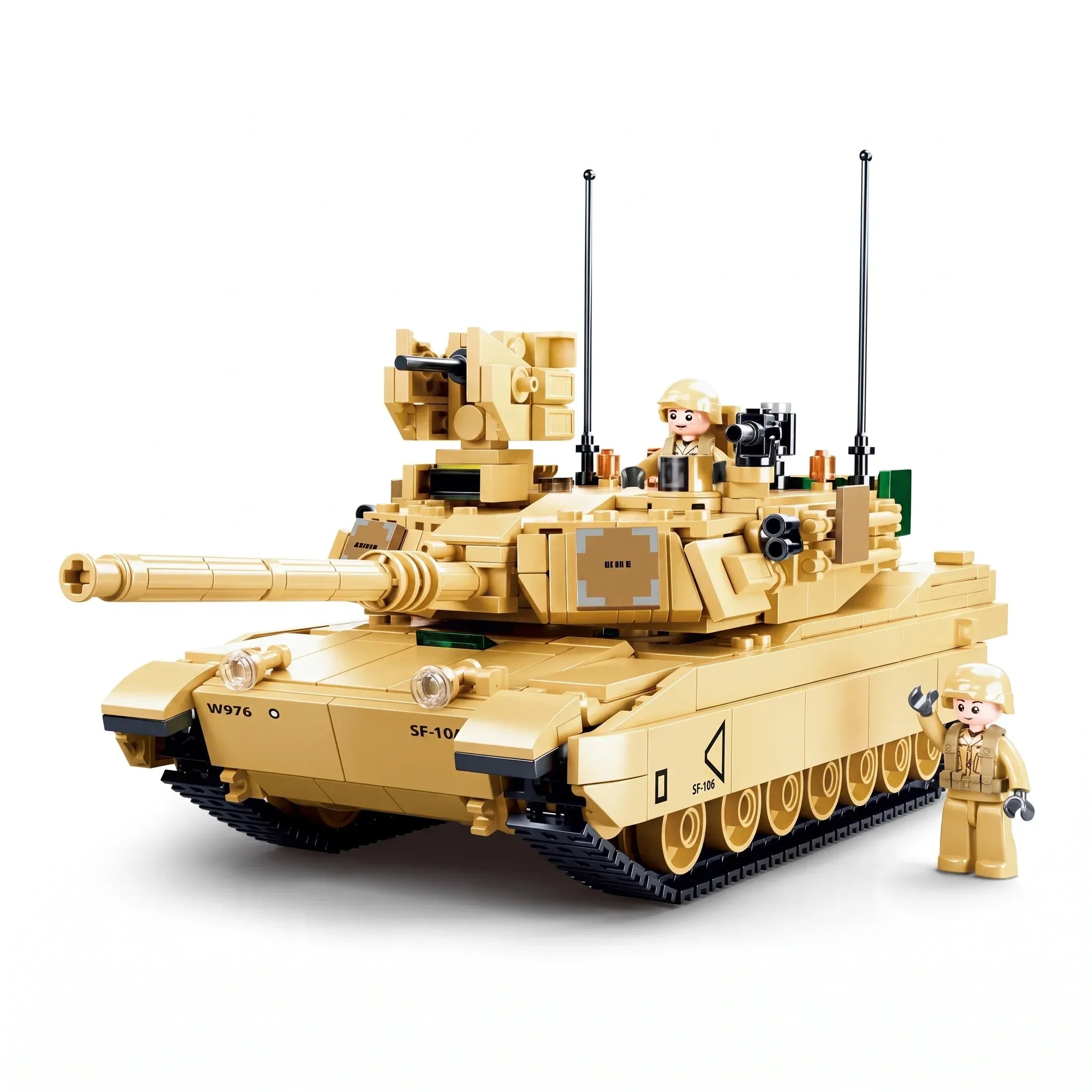 B0892 Model Kit M1A2 Abrams Main Battle Tank US Army Desert Armor Vehicle Military Building Blocks DIY Set Toy
