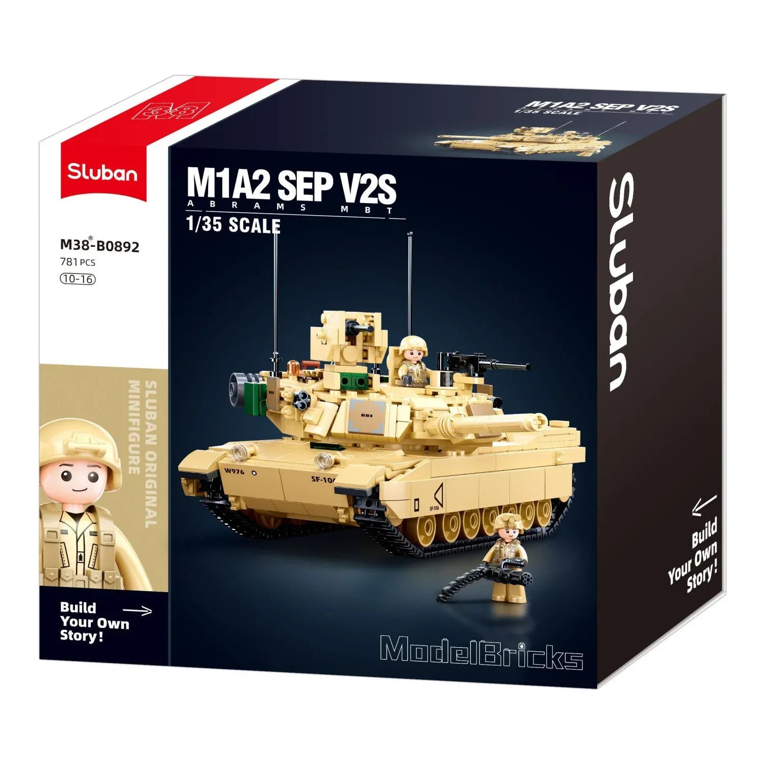 B0892 Model Kit M1A2 Abrams Main Battle Tank US Army Desert Armor Vehicle Military Building Blocks DIY Set Toy