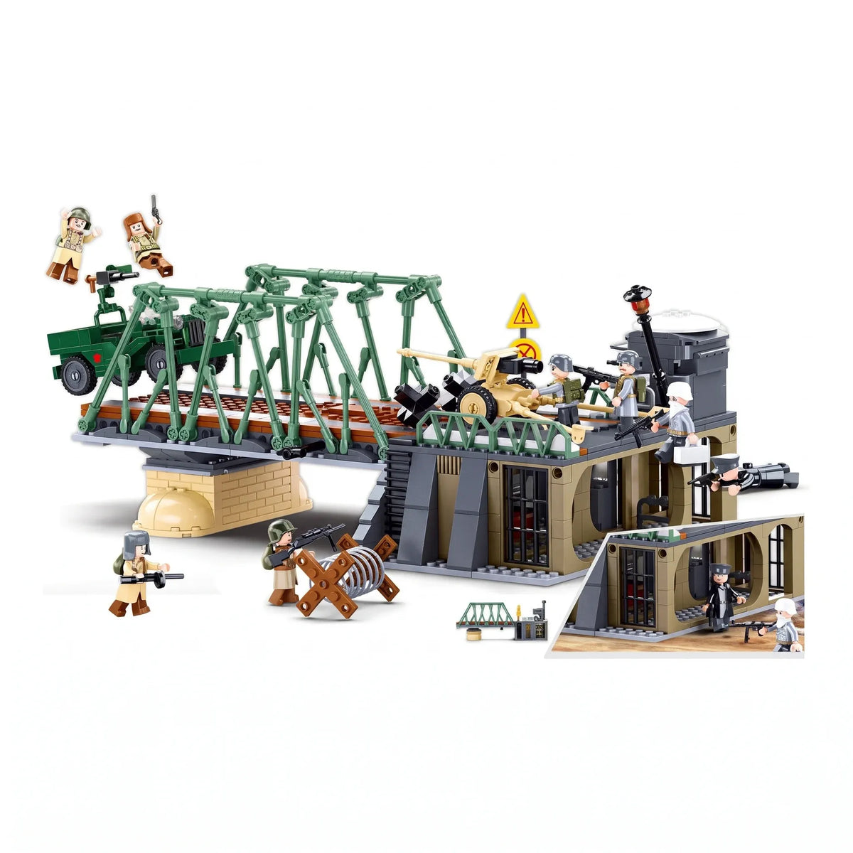 B0981 Model Kit WWII Battle of Budapest Winter Counter Attack Military Bridge Checkpoint Diorama Army DIY Set Toy