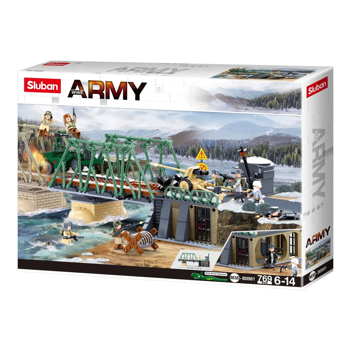 B0981 Model Kit WWII Battle of Budapest Winter Counter Attack Military Bridge Checkpoint Diorama Army DIY Set Toy