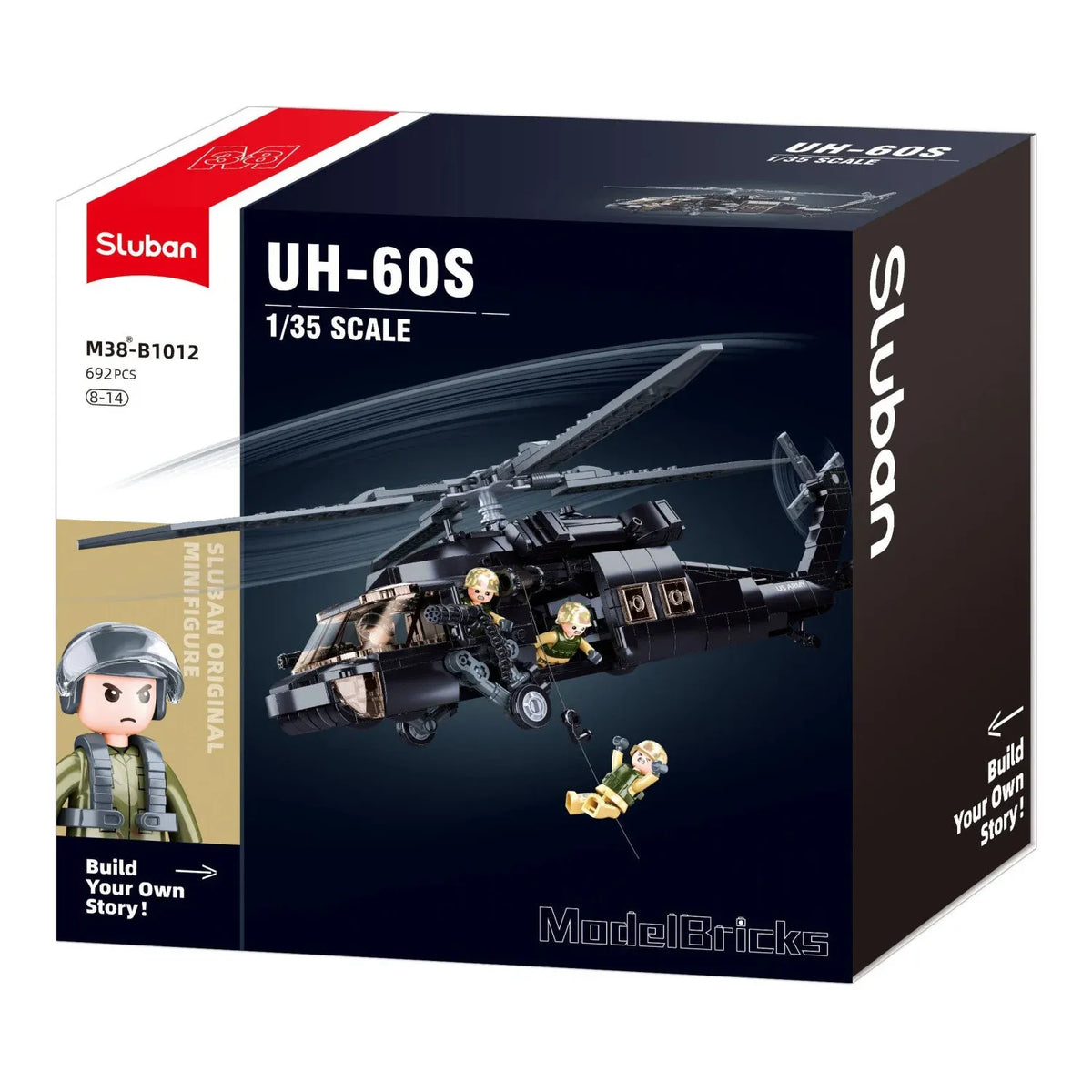 B1012 Model Kit UH60 Black Hawk Medical Rescue Helicopter US Army MEDEVAC Air Force Military Building Blocks DIY