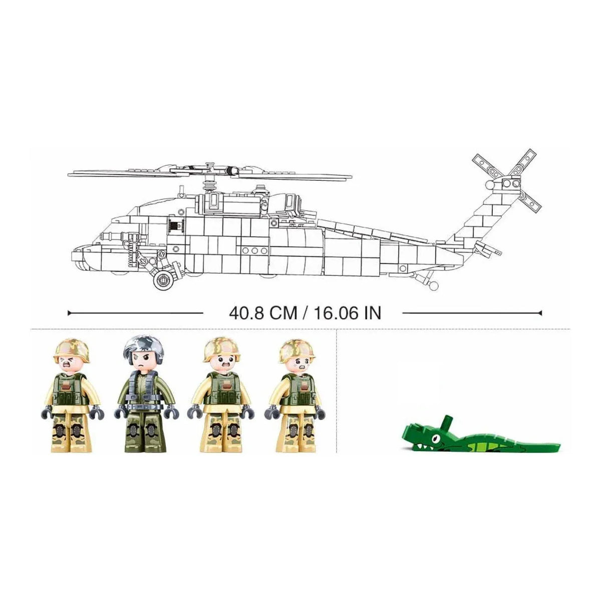 B1012 Model Kit UH60 Black Hawk Medical Rescue Helicopter US Army MEDEVAC Air Force Military Building Blocks DIY