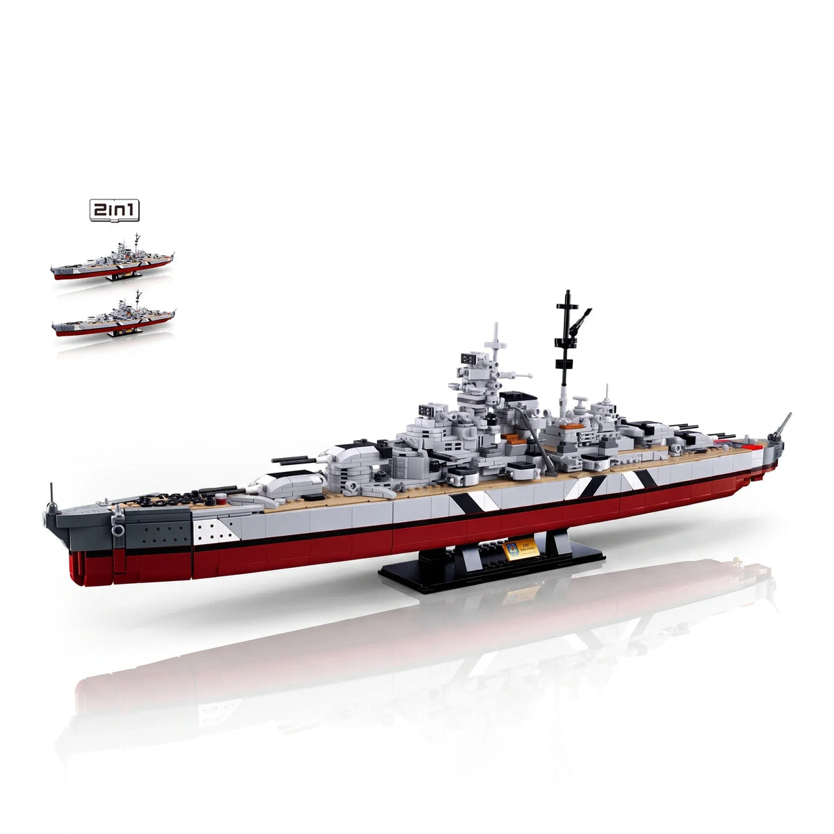 B1102 Model Kit WWII Bismarck Battleship Large Scale Warship Navy Vessel Boat Military Blocks DIY Construction