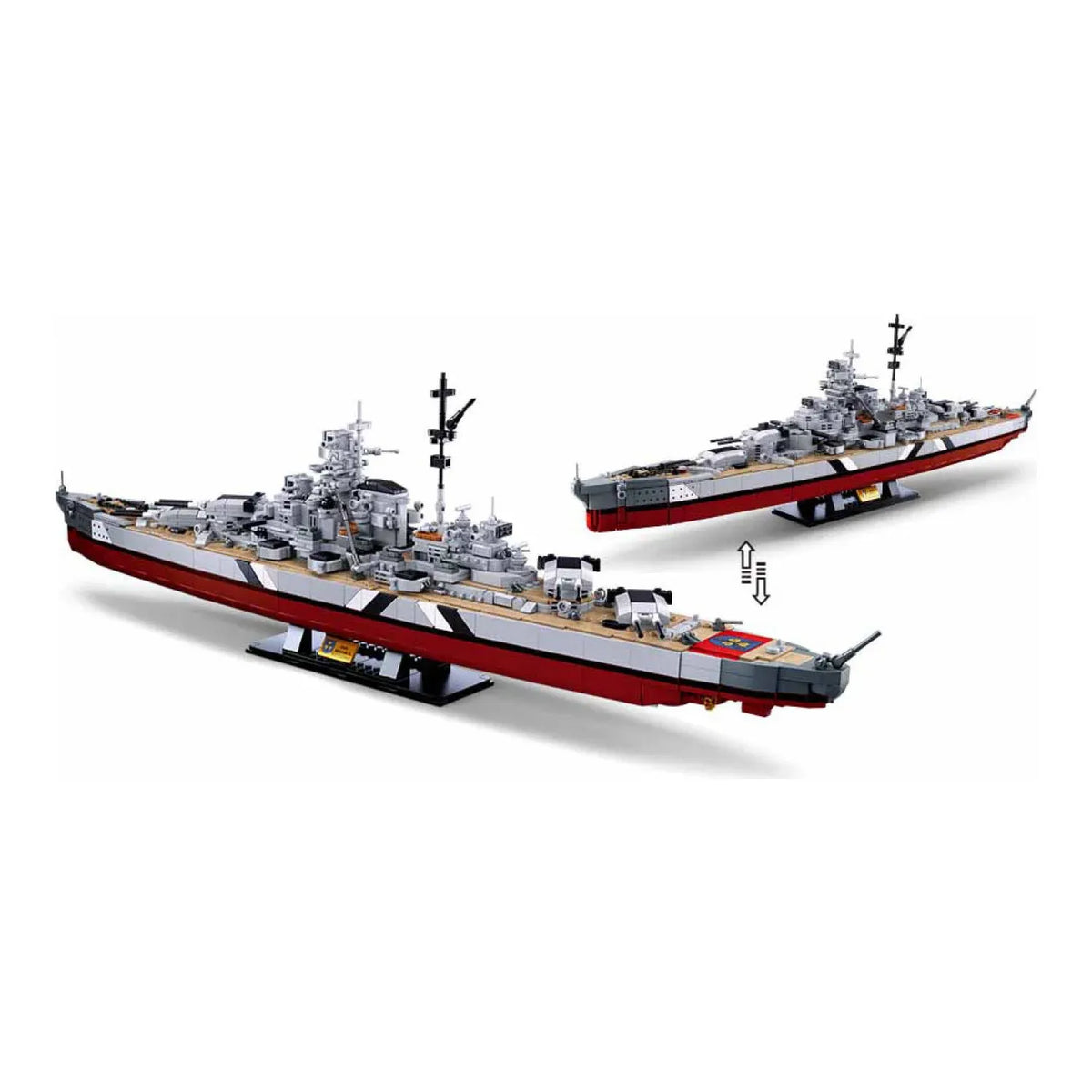 B1102 Model Kit WWII Bismarck Battleship Large Scale Warship Navy Vessel Boat Military Blocks DIY Construction