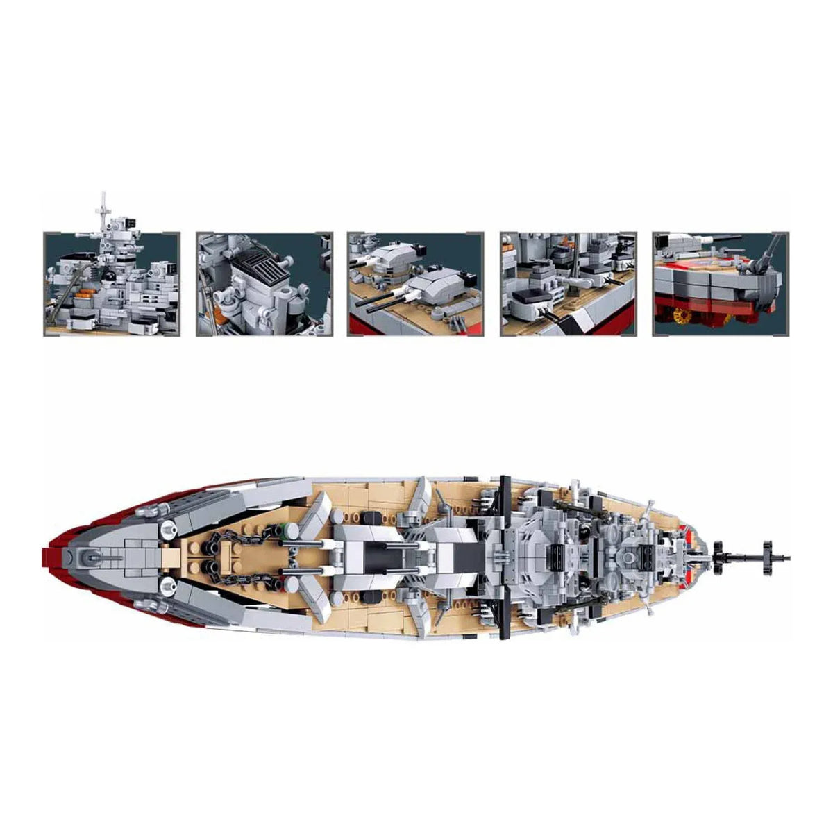 B1102 Model Kit WWII Bismarck Battleship Large Scale Warship Navy Vessel Boat Military Blocks DIY Construction