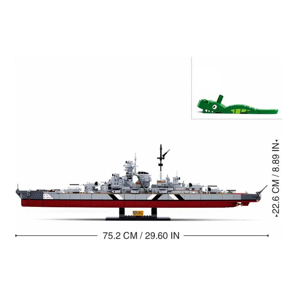 B1102 Model Kit WWII Bismarck Battleship Large Scale Warship Navy Vessel Boat Military Blocks DIY Construction