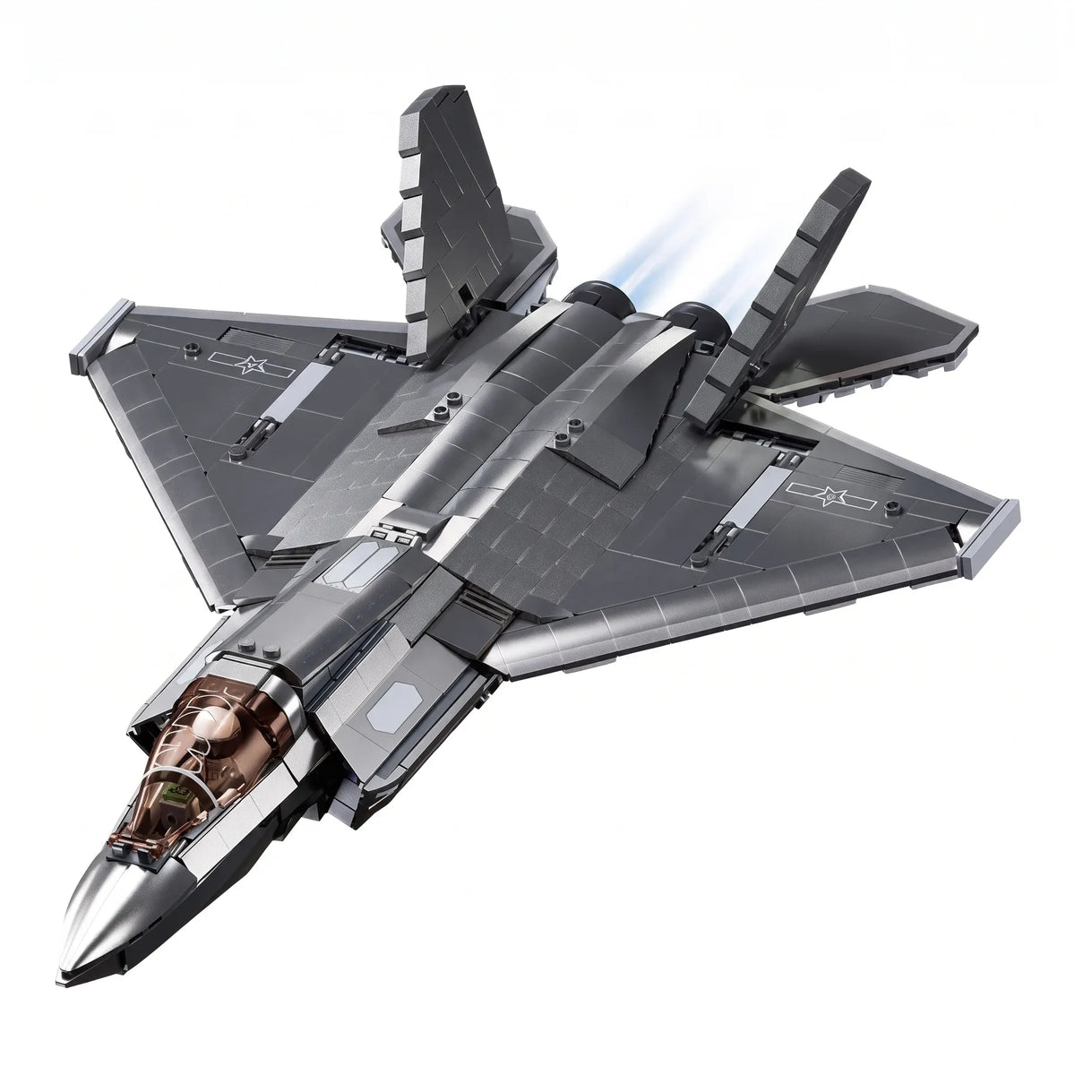 B1186 Model Kit 1:44 J35 Carrier Fighter Chinese Stealth Jet Plane Modern PLAAF Building Blocks DIY Set Toy
