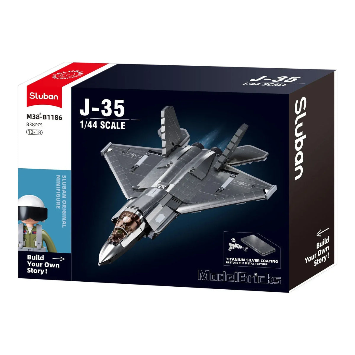 B1186 Model Kit 1:44 J35 Carrier Fighter Chinese Stealth Jet Plane Modern PLAAF Building Blocks DIY Set Toy