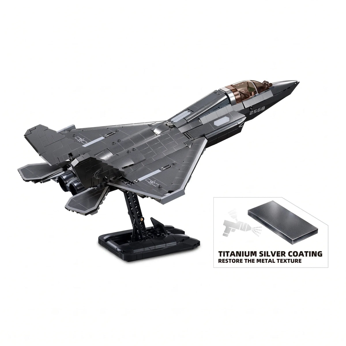 B1186 Model Kit 1:44 J35 Carrier Fighter Chinese Stealth Jet Plane Modern PLAAF Building Blocks DIY Set Toy