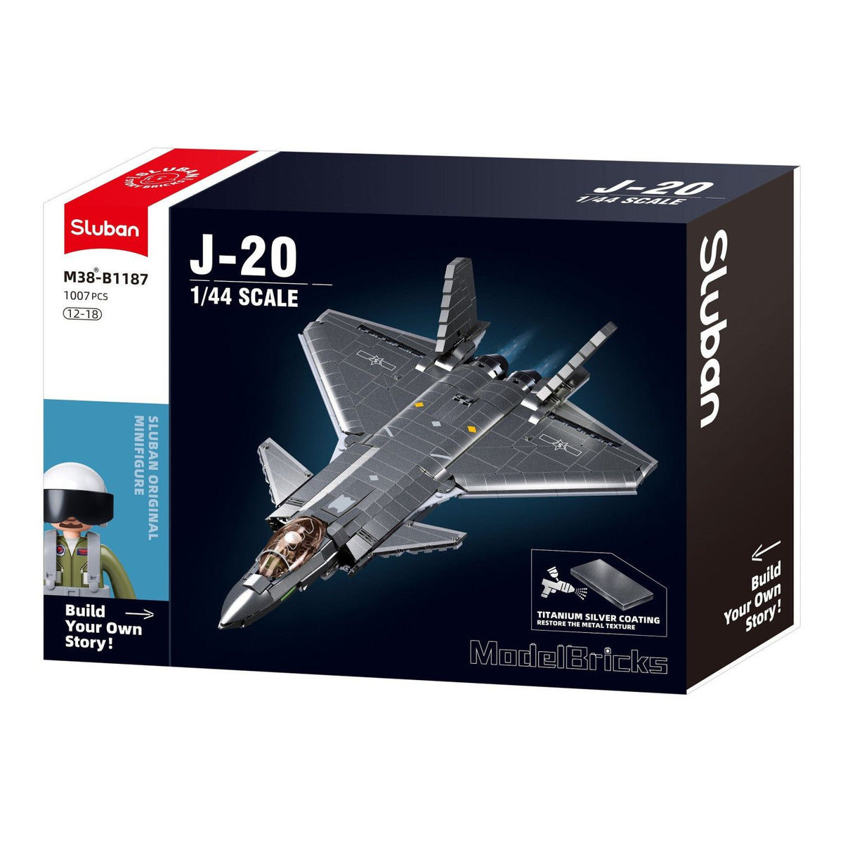 B1187 Model Kit 1:44 J20 Mighty Dragon Chinese Stealth Fighter Jet Plane Modern PLAAF Building Block DIY Set Toy