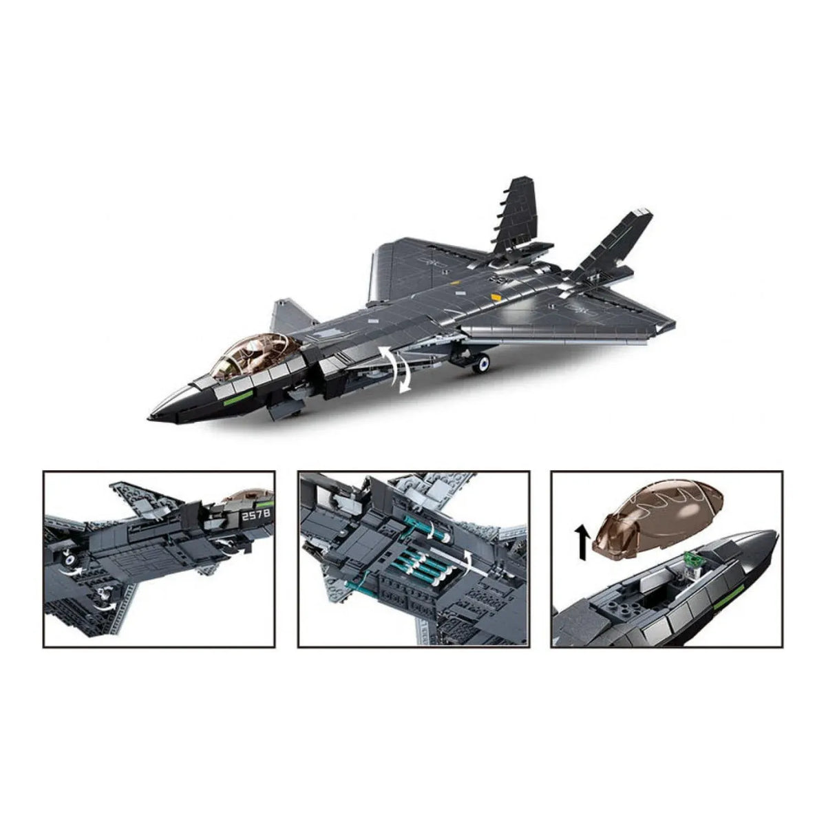 B1187 Model Kit 1:44 J20 Mighty Dragon Chinese Stealth Fighter Jet Plane Modern PLAAF Building Block DIY Set Toy